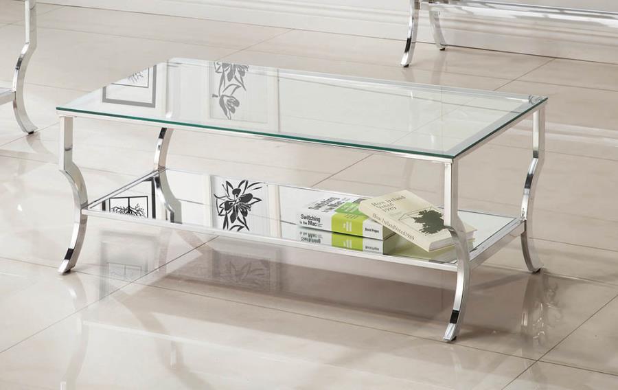 Coaster 720338 WIlla arlo interiors anndale chrome finish metal and glass coffee table