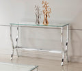 Coaster 720339 WIlla arlo interiors anndale chrome finish metal and glass sofa entry console table