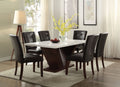 Acme 72120-07054 7 pc Forbes white marble top walnut finish wood dining table set