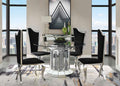 Acme 72140-62079 5 pc Noralie mirrored faux diamonds inlay 52" round dining table set