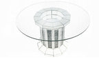 Acme 72140-62079 5 pc Noralie mirrored faux diamonds inlay 52" round dining table set
