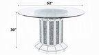 Acme 72140-62079 5 pc Noralie mirrored faux diamonds inlay 52" round dining table set