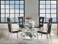 Acme 72145-62078 5 pc Noralie mirrored faux diamonds inlay 52" round dining table set