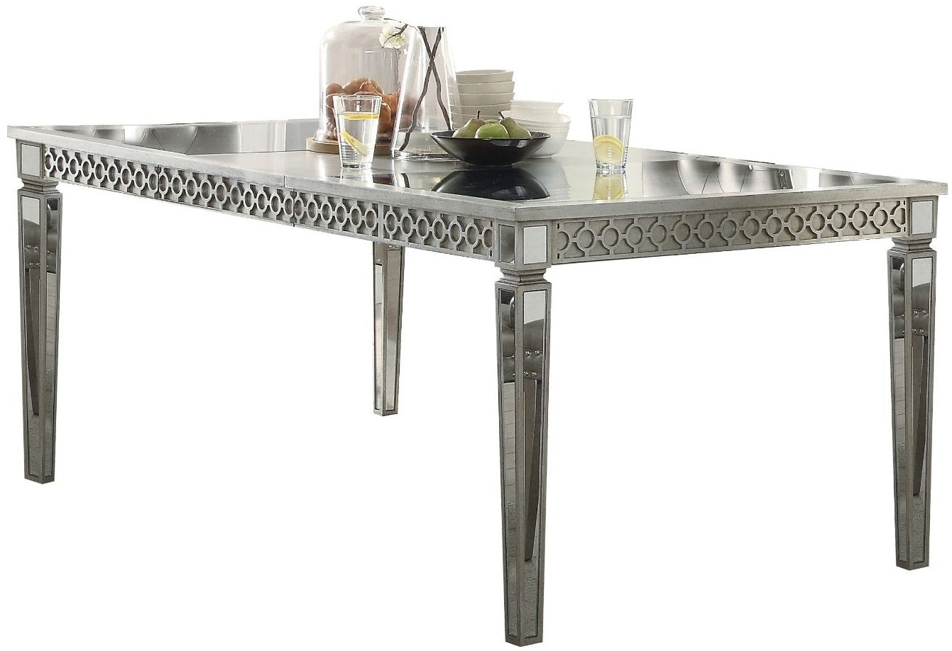 Acme 72155-57 7 pc Kacela champagne finish wood mirror accents dining table set