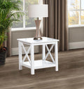 Coaster 722087 Skyview white finish wood square end table lower shelf
