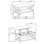 Coaster 722088 Skyview white finish wood 47" rectangular lift top coffee table lower shelf
