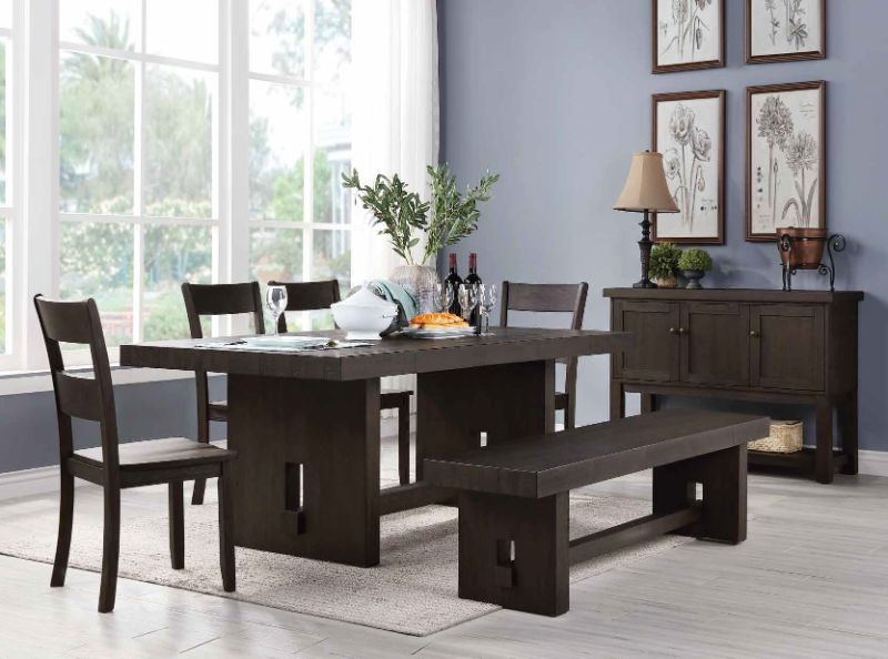 Acme 72210-12 7 pc haddie distressed walnut finish wood dining table set