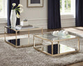 Coaster 722660 2 pc  Wildon home orren ellis rose brass finish metal glass top coffee tables