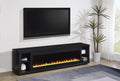 Coaster 722833 Deiter black finish wood 79" tv stand fireplace visual flame box color change led