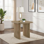 Adina Distressed Light Brown Reeded Square End Table – 722857