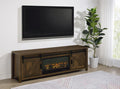 Coaster 722863 Enfield dark pine finish wood 71" tv stand fireplace visual flame box led