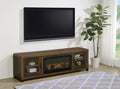 Coaster 722873 Havering dark pine finish wood 71" tv stand fireplace visual flame led