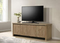 Coaster 722933 Adina light brown finish wood ribbed design modern 71" tv stand 4 door cabinet