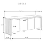 Coaster 722933 Adina light brown finish wood ribbed design modern 71" tv stand 4 door cabinet