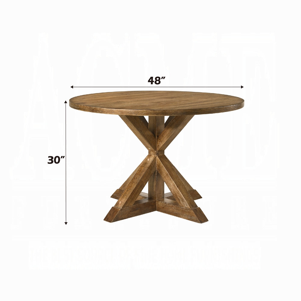 Acme 72310-12 5 pc Wallace II weathered oak finish wood 48" Dia. round dining table set