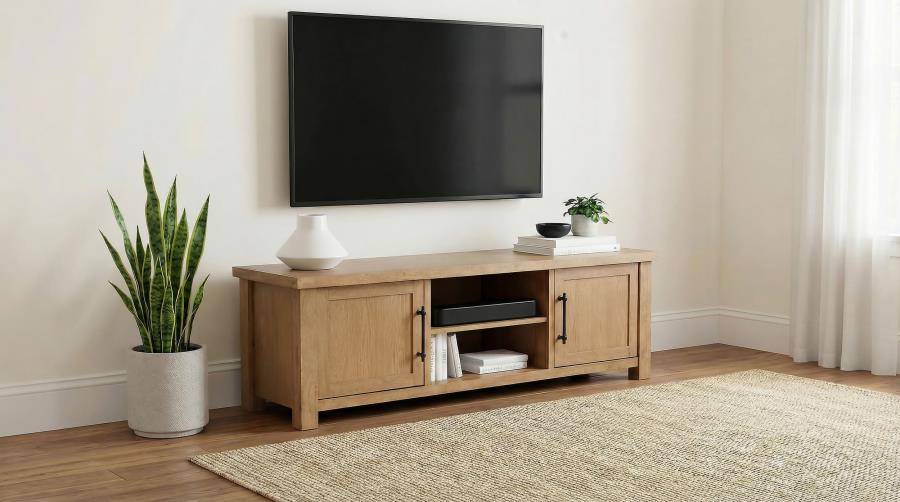 Beasley Golden Oak Wood 71" 2-Door Modern TV Stand – 723323