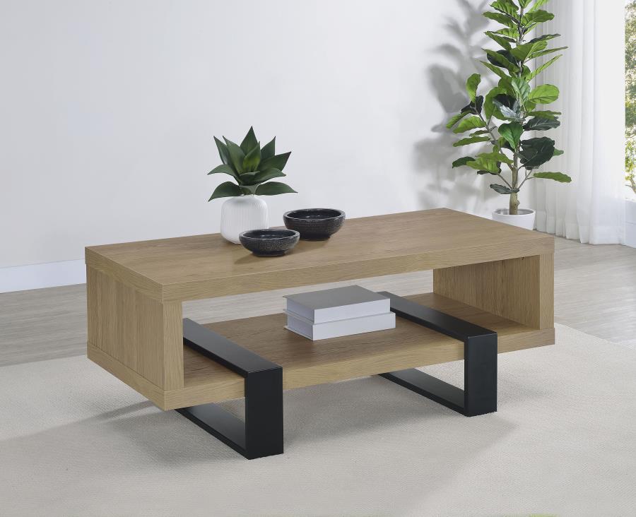 Coaster Dinard Latte and Black Finish Wood Coffee Table – 723688