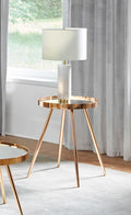 Coaster 723917 Wildon home orren ellis gold round mirror top end table