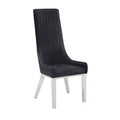 Acme 72474 Set of 2 Gianna black faux leather and stainless stell legs high back dining chairs