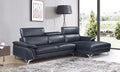 Global United Luigi DivanItalia Navy Italian Leather 2-Piece Sectional Sofa with Chaise – 727NV-2PC-SECT