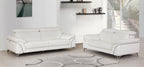 Global United 727WH-2PC 2 pc Orren ellis luigi divanitalia white italian leather sofa and love seat set
