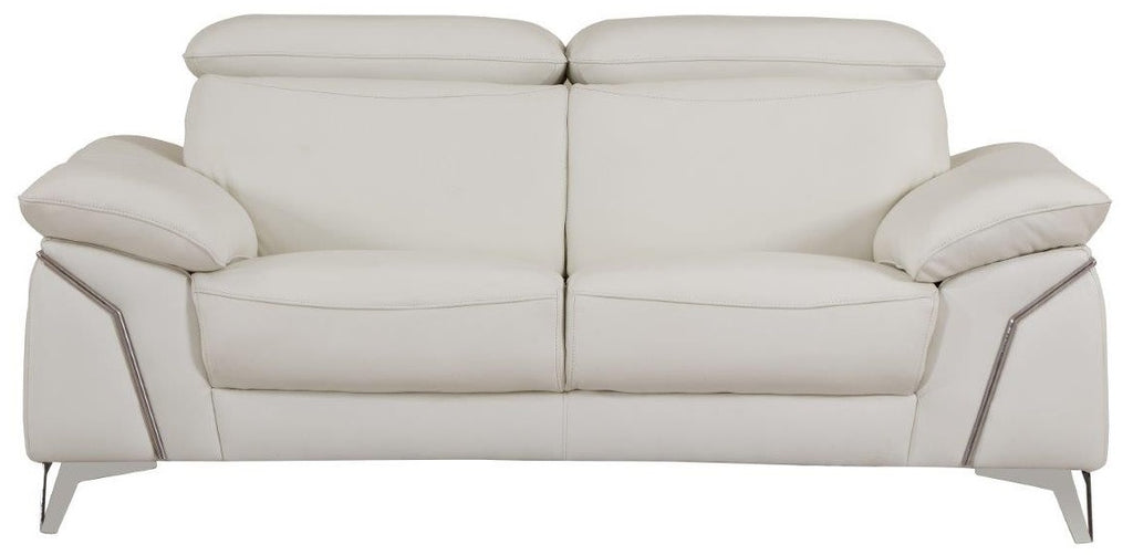 Global United 727WH-2PC 2 pc Orren ellis luigi divanitalia white italian leather sofa and love seat set