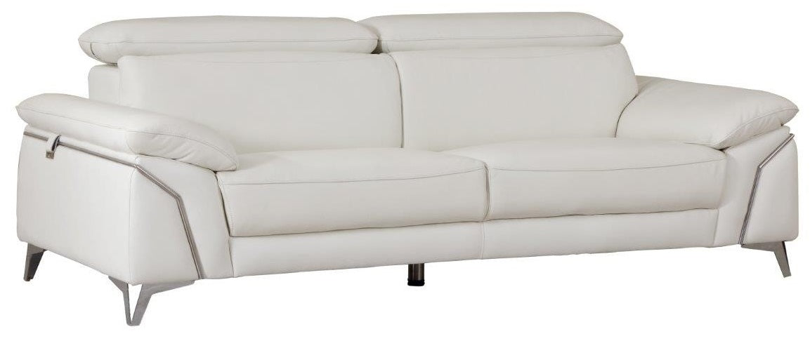 Global United 727WH-2PC 2 pc Orren ellis luigi divanitalia white italian leather sofa and love seat set