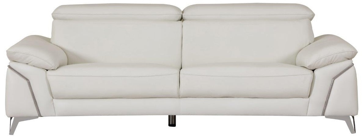 Global United 727WH-2PC 2 pc Orren ellis luigi divanitalia white italian leather sofa and love seat set