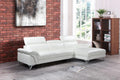 Global United 727WHT-2PC-SECT 2 pc Orren ellis luigi divanitalia white italian leather sectional sofa with chaise