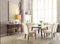Acme 72820-22 7 pc Gasha walnut finish wood and white marble top dining table set