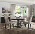 Nolan White Marble Top 54" Round Dining Table Set in Salvaged Dark Oak – 72845-52