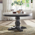 Nolan White Marble Top 54" Round Dining Table Set in Salvaged Dark Oak – 72845-52