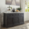 Acme 72847 Nolan white marble top salvaged dark oak finish wood dining buffer server sideboard cabinet