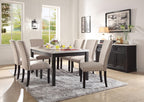 Acme 72850-52 7 pc Nolan white marble top salvaged dark oak finish wood dining table set