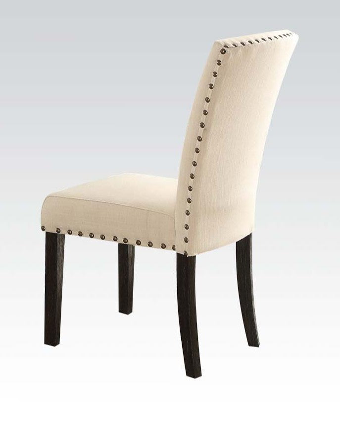 Acme 72852 Set of 2 Nolan salvaged dark oak finish wood dining side chairs with nail head trim