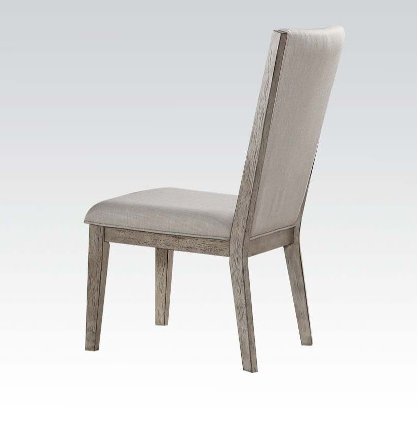 Acme 72862 Set of 2 Gracie oaks denham rocky gray oak finish wood fabric upholstered dining chairs