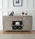 Acme 72864 Gracie oaks denham rocky gray oak finish wood sever sideboard cabinet