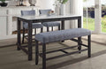 Acme 72940-42-43 4 pc Yelena weathered espresso finish wood marble top counter height dining table set
