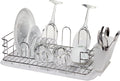 7297 Oggi 3 pc Stainless steel dish drainer set rack , silver ware holders, glass holders and base