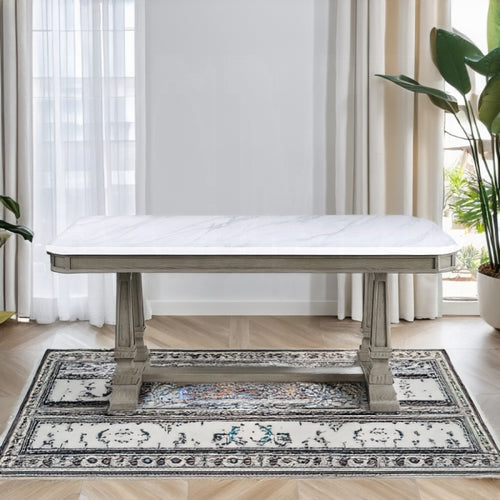 Acme 73260 7 pc Foundry select Zumala weathered gray oak finish wood faux marble top dining table set