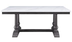 Acme 73265-67 7 pc Yabeina grey finish wood and white marble top dining table set