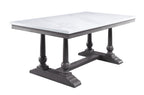 Acme 73265-67 7 pc Yabeina grey finish wood and white marble top dining table set