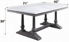 Acme 73265-67 7 pc Yabeina grey finish wood and white marble top dining table set