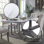 Acme 73265-67 7 pc Yabeina grey finish wood and white marble top dining table set