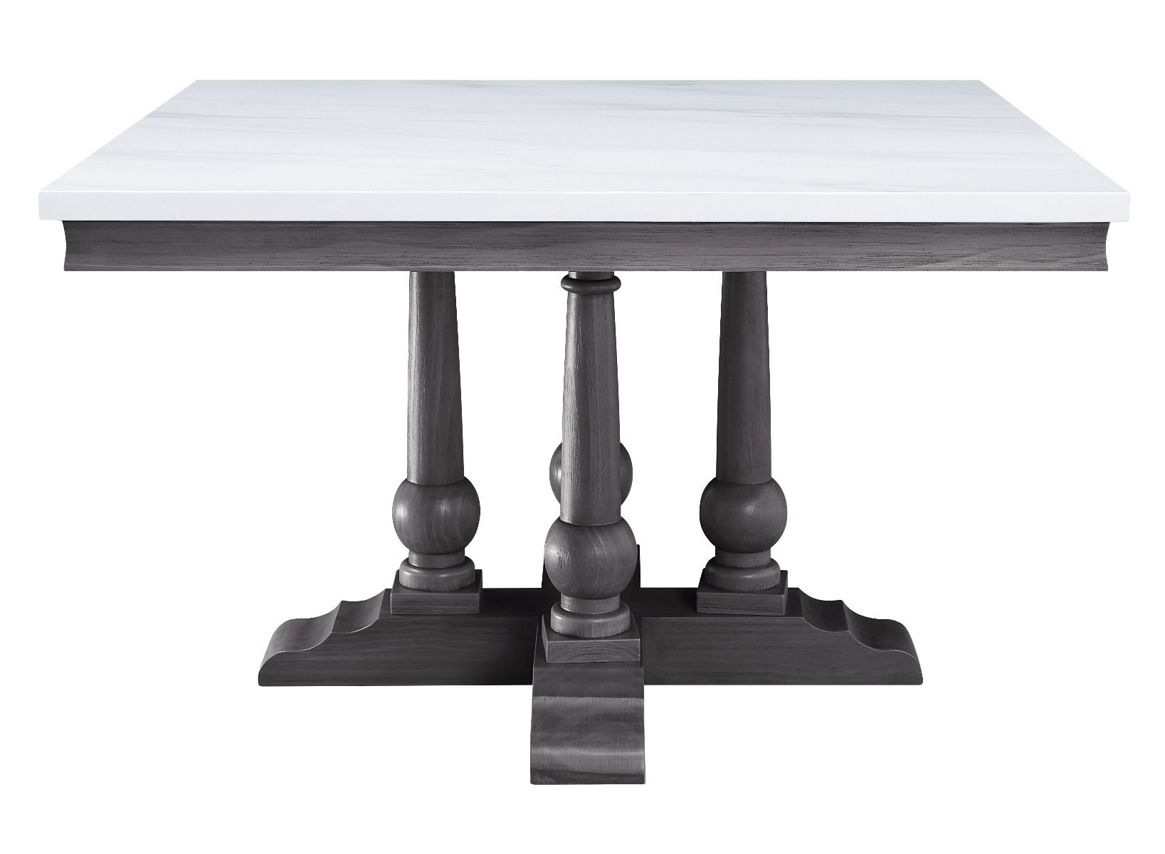 Acme 73270-67 5 pc Yabeina grey finish wood and white square marble top dining table set