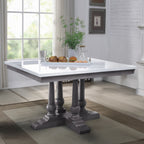 Acme 73270-67 5 pc Yabeina grey finish wood and white square marble top dining table set