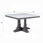 Acme 73270-67 5 pc Yabeina grey finish wood and white square marble top dining table set