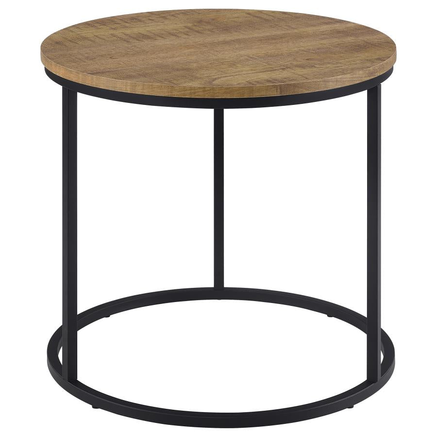 Coaster Lainey Mango Round End Table with Black Metal Base – 736037