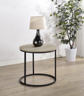 Coaster Lainey Pine Round End Table with Black Metal Base – 736047