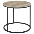 Coaster Lainey Pine Round End Table with Black Metal Base – 736047